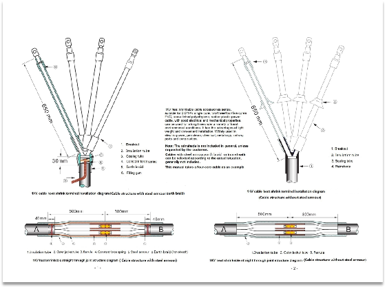 Instructions d'installation des accessoires pour câbles thermorétractables 1kV